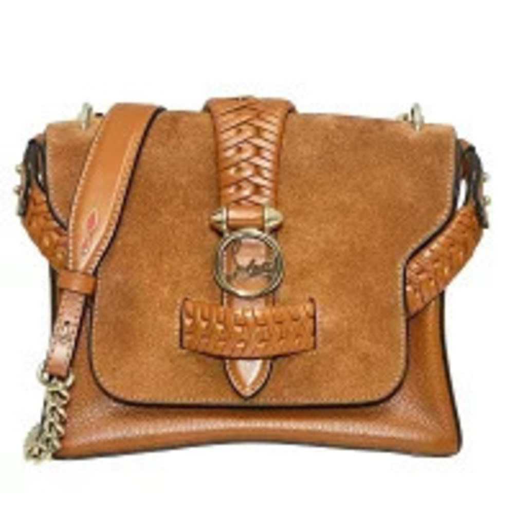 Christian Louboutin Loubilou Bag Shoulder Suede Leather Brown Chain